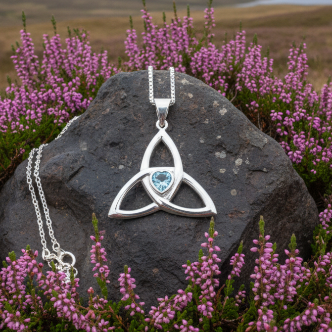 McKenna Celtic Trinity Knot Heart Necklace in Sterling Silver