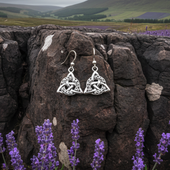 Celtic Triquetra Earrings in Sterling Silver — view 6