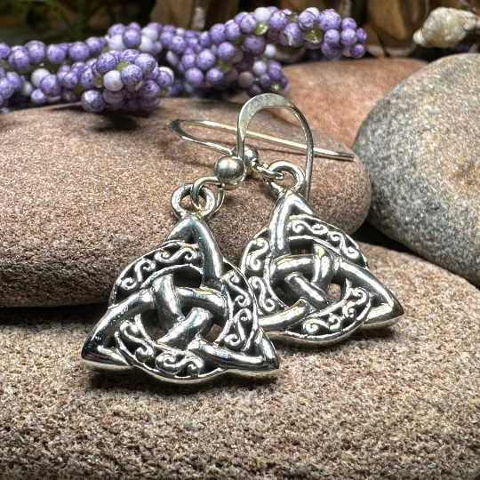 Celtic Triquetra Earrings in Sterling Silver