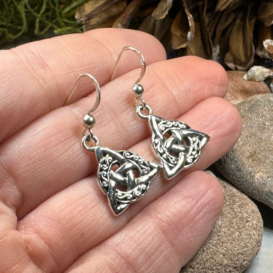 Celtic Triquetra Earrings in Sterling Silver — view 5