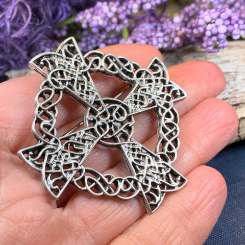 Load image into Gallery viewer, Pewter Celtic Cross Brooch
