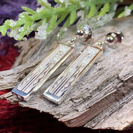 Ella Triple Scottish Thistle Earrings - Handmade in Scotland — view 4