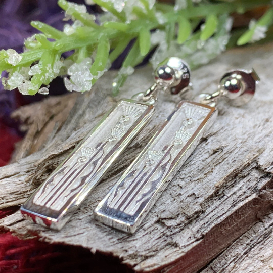 Ella Triple Scottish Thistle Earrings - Handmade in Scotland — view 6