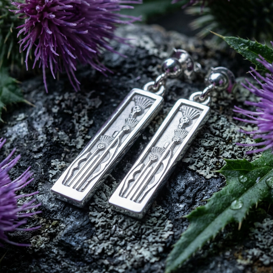 Ella Triple Scottish Thistle Earrings - Handmade in Scotland — view 6