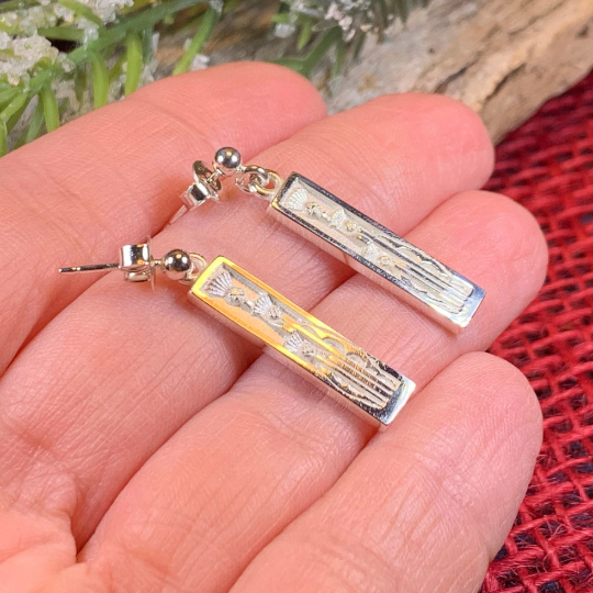 Ella Triple Scottish Thistle Earrings - Handmade in Scotland — view 5