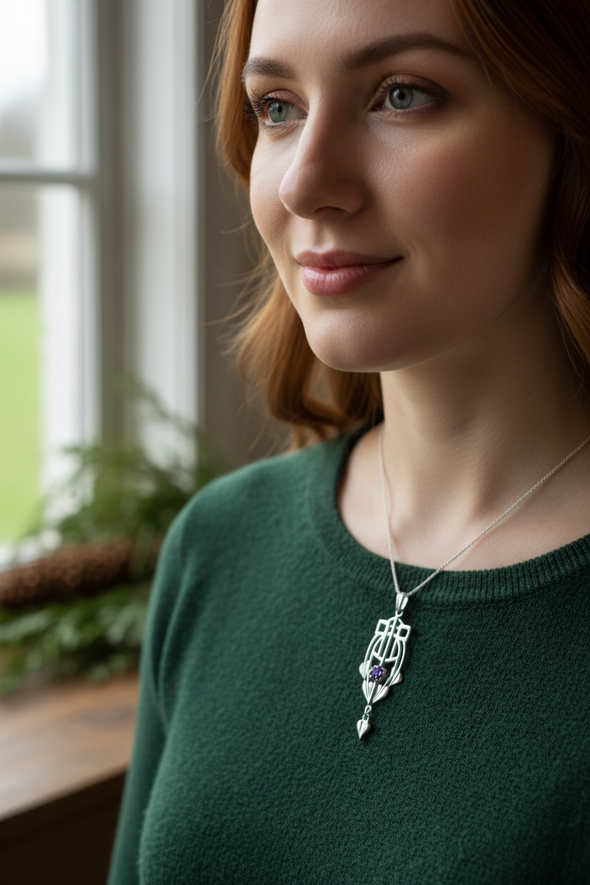Scottish Mackintosh Thistle Necklace - Handmade in Scotland — view 2