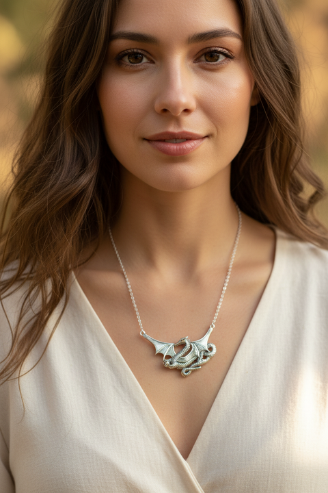 Load image into Gallery viewer, Saga Dragon Necklace in Sterling Silver
