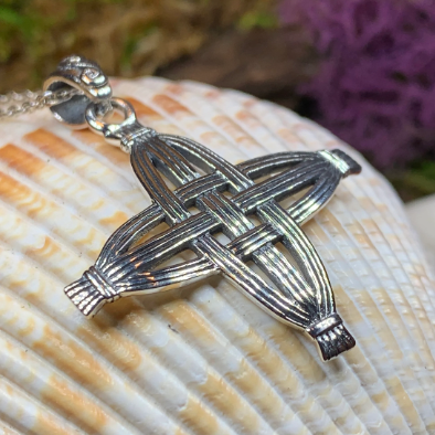 Protection Irish St. Brigid's Cross Necklace in Sterling Silver — view 4