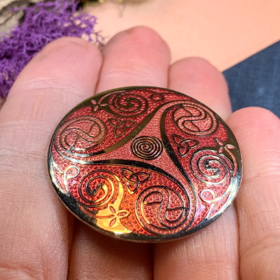 Round Enamel Triskele Knot Brooch — view 11