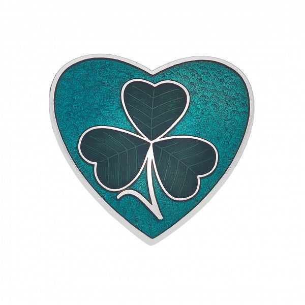 Enamel Shamrock Heart Brooch — view 8