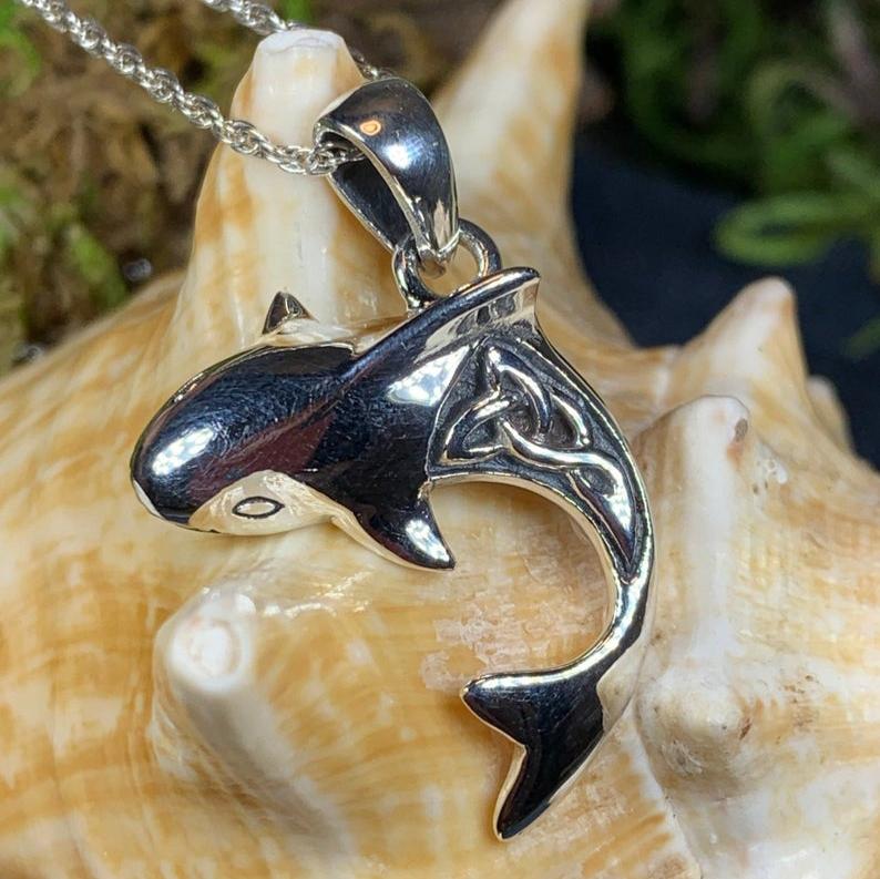 Nautical Celtic Shark Necklace in Sterling Silver – Celtic Crystal