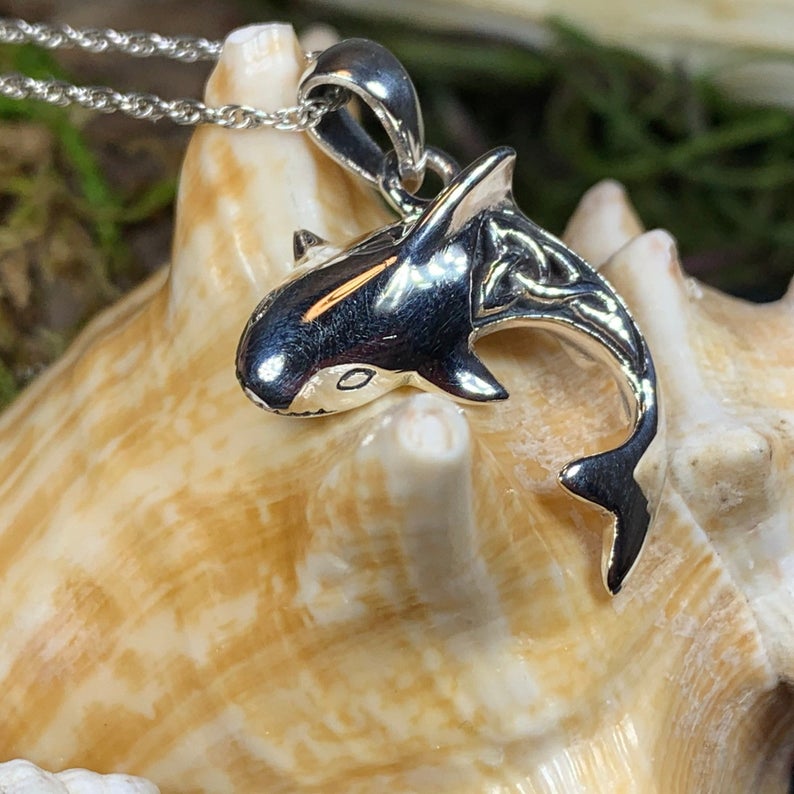 Nautical Celtic Shark Necklace in Sterling Silver