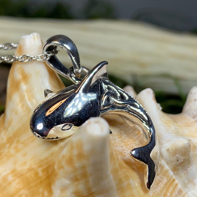 Nautical Celtic Shark Necklace in Sterling Silver