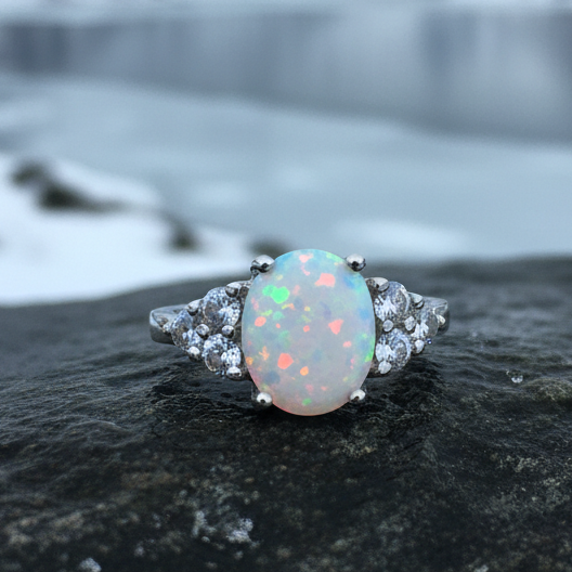 Katerina Opal Celtic Ring in Sterling Silver — view 8