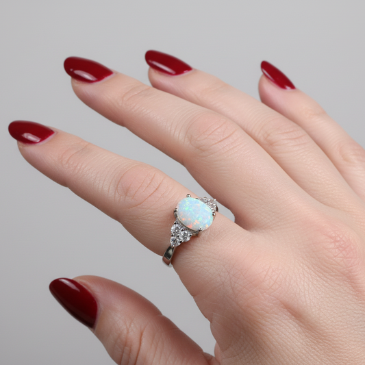 Katerina Opal Celtic Ring in Sterling Silver