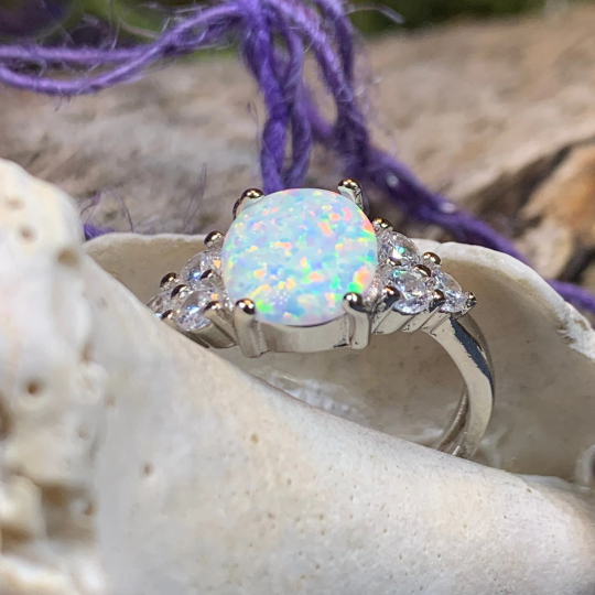 Katerina Opal Celtic Ring in Sterling Silver — view 6
