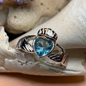 Blue Topaz Claddagh Ring