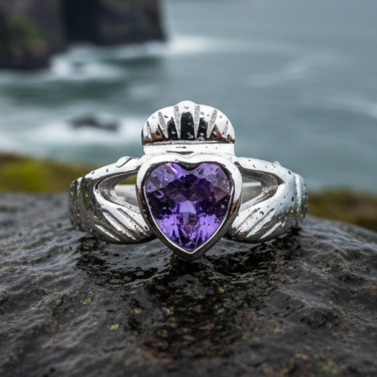 Amethyst Irish Claddagh Ring