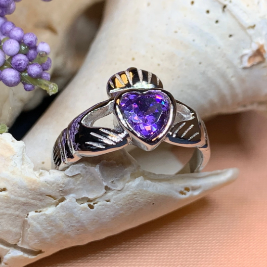 Amethyst Irish Claddagh Ring — view 8