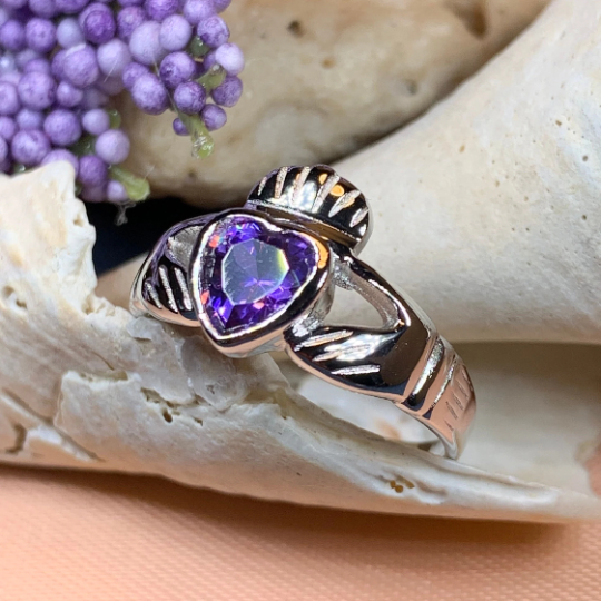 Amethyst Irish Claddagh Ring