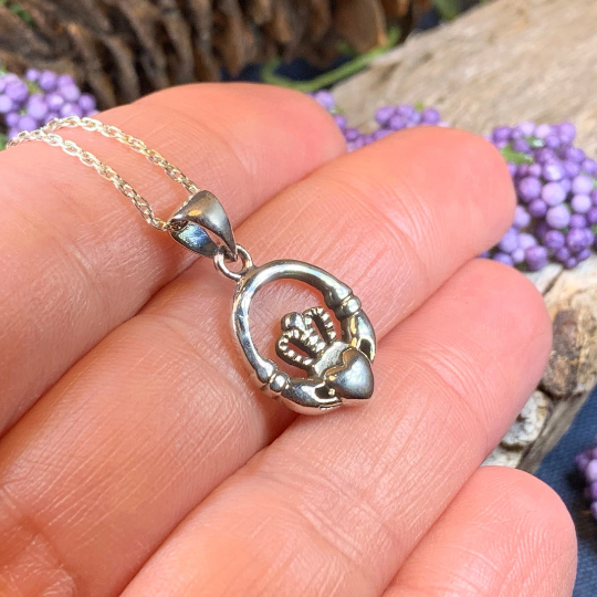 Petite Claddagh Silver Necklace — view 4