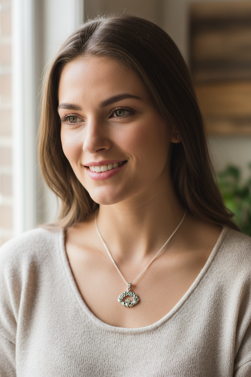 Claddagh Trinity Knot Necklace — view 2