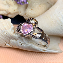 Load image into Gallery viewer, Pink Sapphire Claddagh Ring
