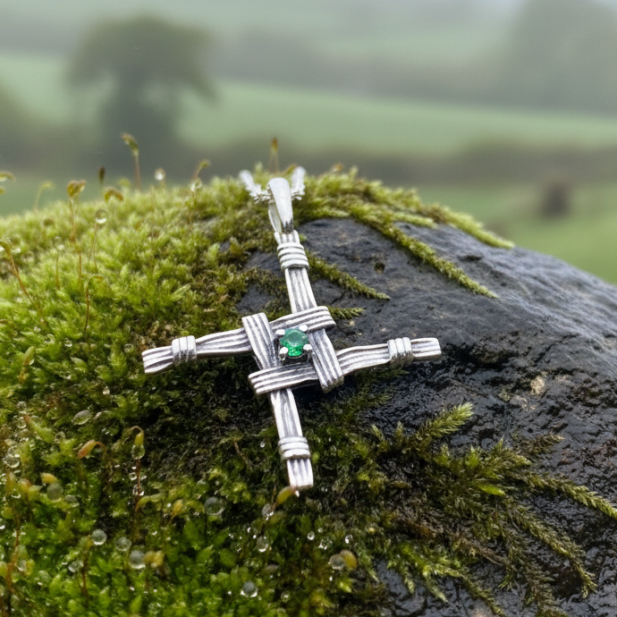 Springtime Irish Saint Brigid's Cross Necklace in Sterling Silver — view 7