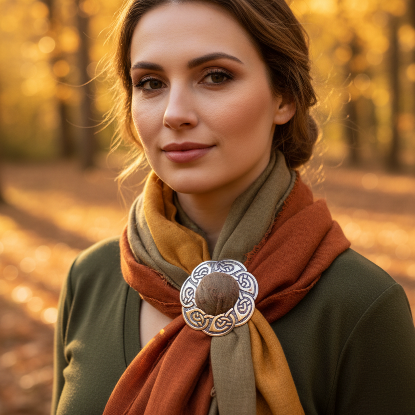 Lorna Large Celtic Knot Scarf Ring in Pewter