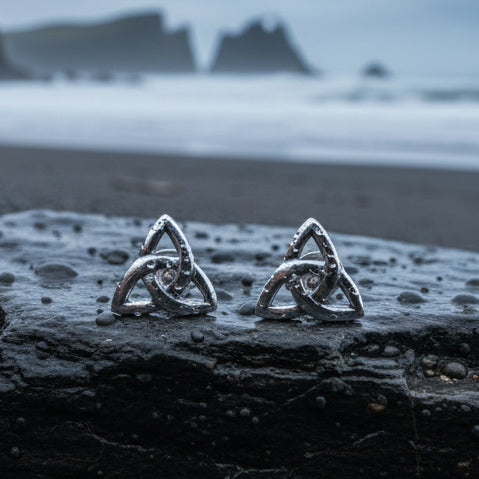 Simple Celtic Trinity Knot Stud Earrings in Sterling Silver