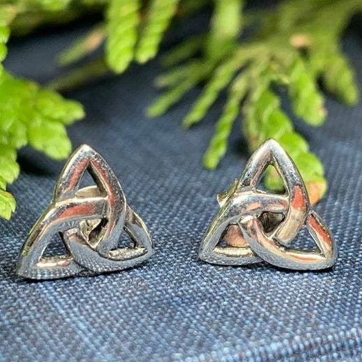 Simple Celtic Trinity Knot Stud Earrings in Sterling Silver