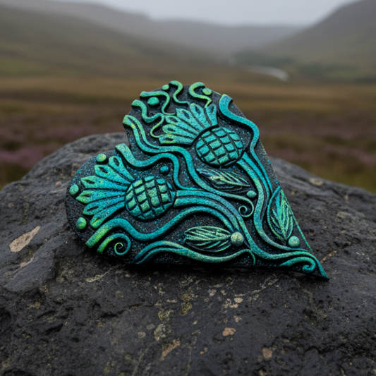 Double Thistle Love Brooch - Handmade in Scotland