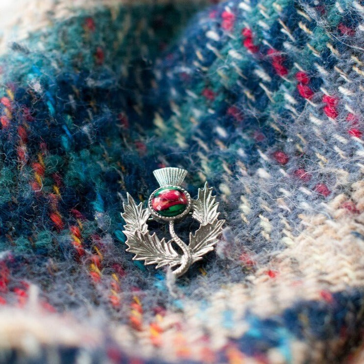Pewter Heathergems Thistle Brooch - Handmade in Scotland — view 12
