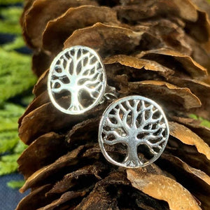 Tree of Life Stud Silver Earrings
