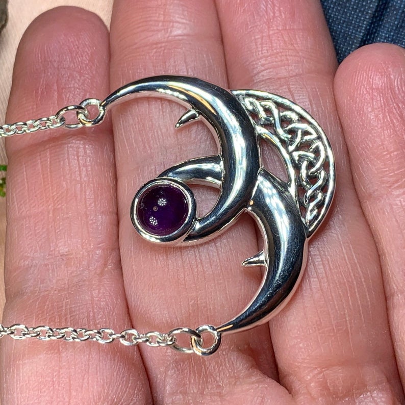 Beauty of Triple Moon Celtic Necklace in Sterling Silver