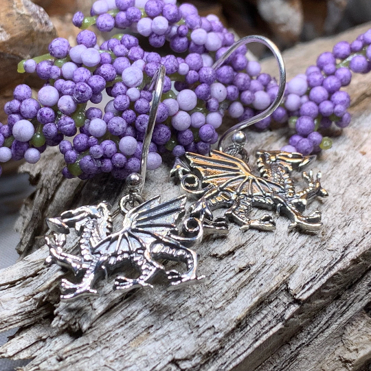 Welsh Dragon Earrings in sterling silver