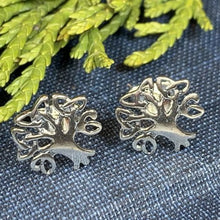 Load image into Gallery viewer, Silver Tree of Life Stud Earrings
