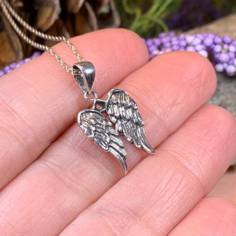 Load image into Gallery viewer, Gentle Angel Wings Necklace in Sterling Silver

