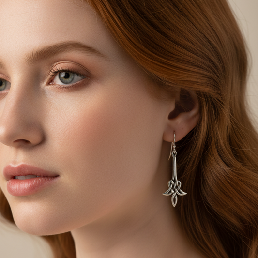 Celtic Flame Earrings in Sterling Silver