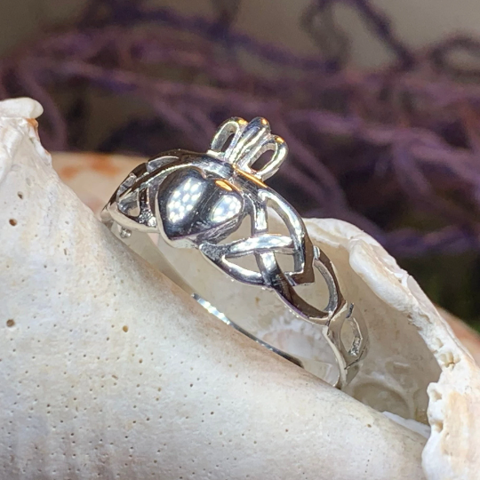 Irish Claddagh Trinity Knot Ring in Sterling Silver