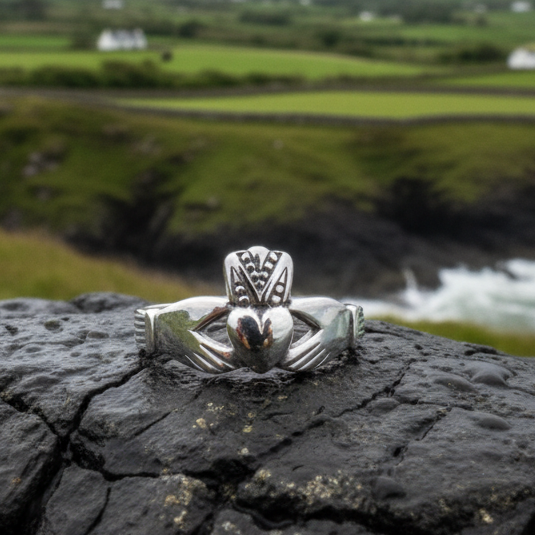 Ardmore Irish Claddagh Ring in Sterling Silver — view 4