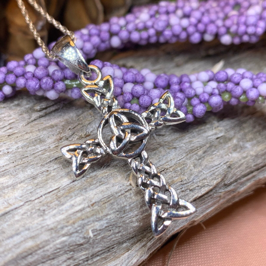 Trinity Knot Cross Necklace Celtic Crystal Design Jewelry