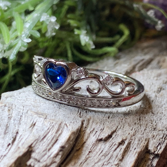 Princess of Wales Sapphire Crown Ring in sterling silver